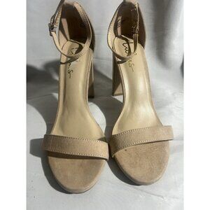 Lulus Taylor Neutral Nude Blush Vegan Suede Chunky Block Heel Ankle Stra…